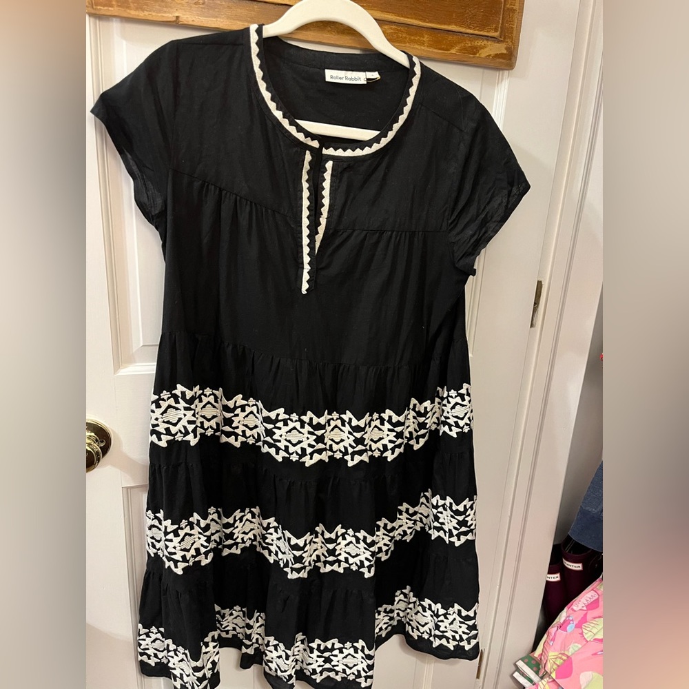 Roller Rabbit Dress, 100% cotton, Black and White, lined